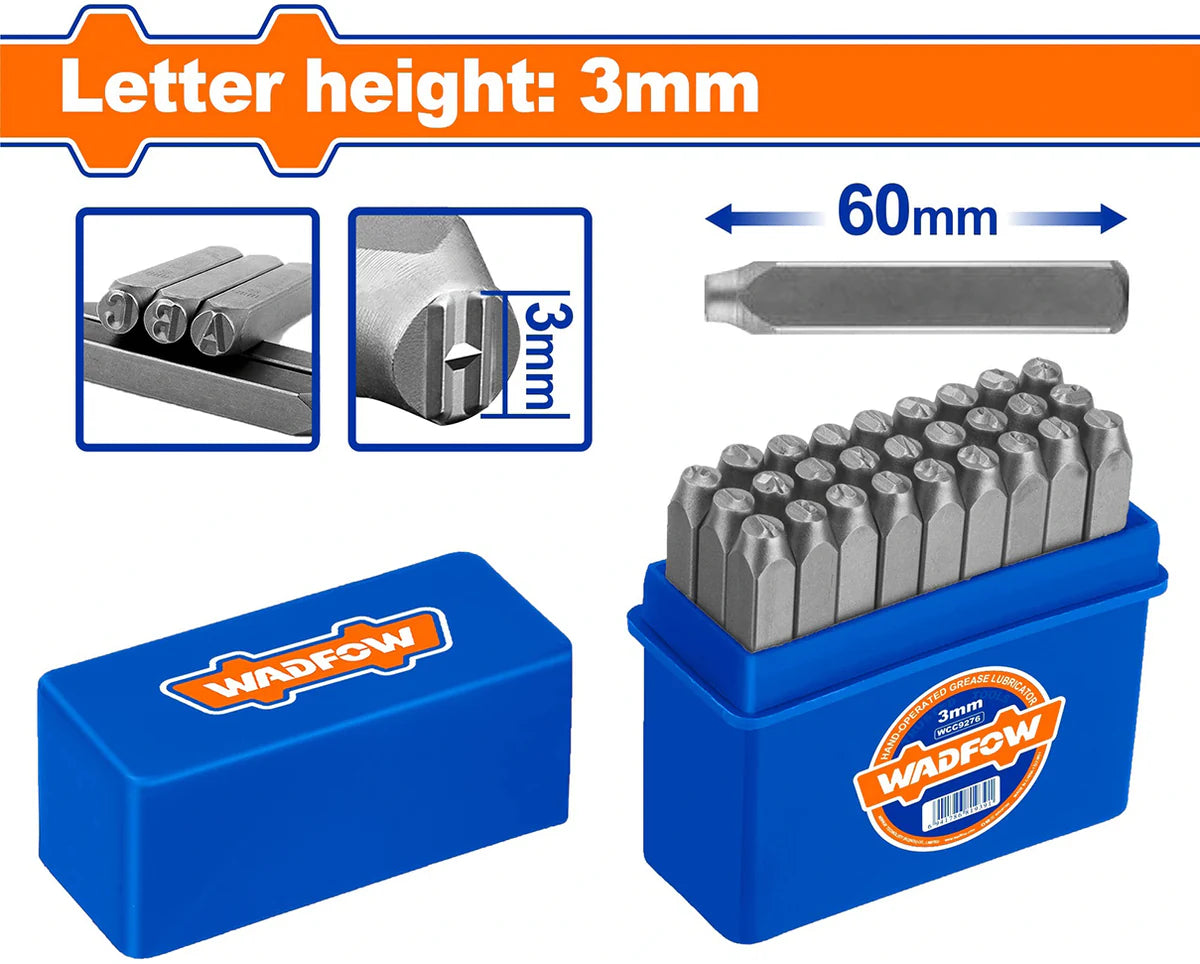 WADFOW 27 Pcs Professional 3mm Steel Letter Punch Set WCC9273 Wadfow